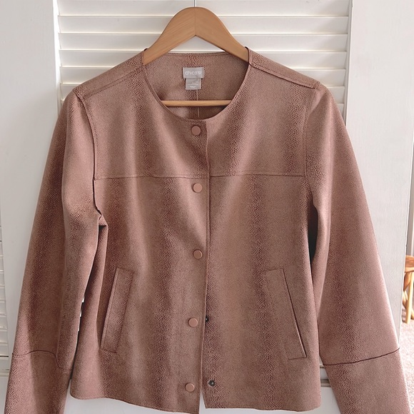 Chico’s Jackets & Coats Scuba Suede Jacket Desert Tan Size M New